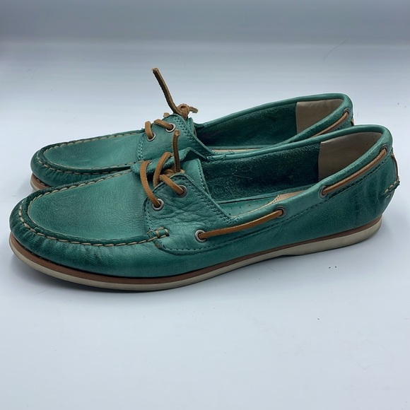 Frye Quincy Teal Leather Boat Shoe - Picture 2 of 5